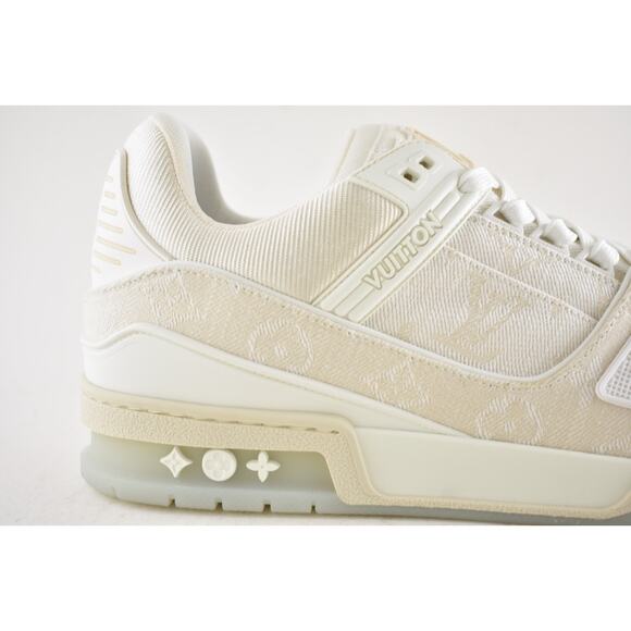 Louis Vuitton Beige Denim Monogram White Low Top Trainer Sneaker UK 9 US 10 11 - Picture 3 of 16